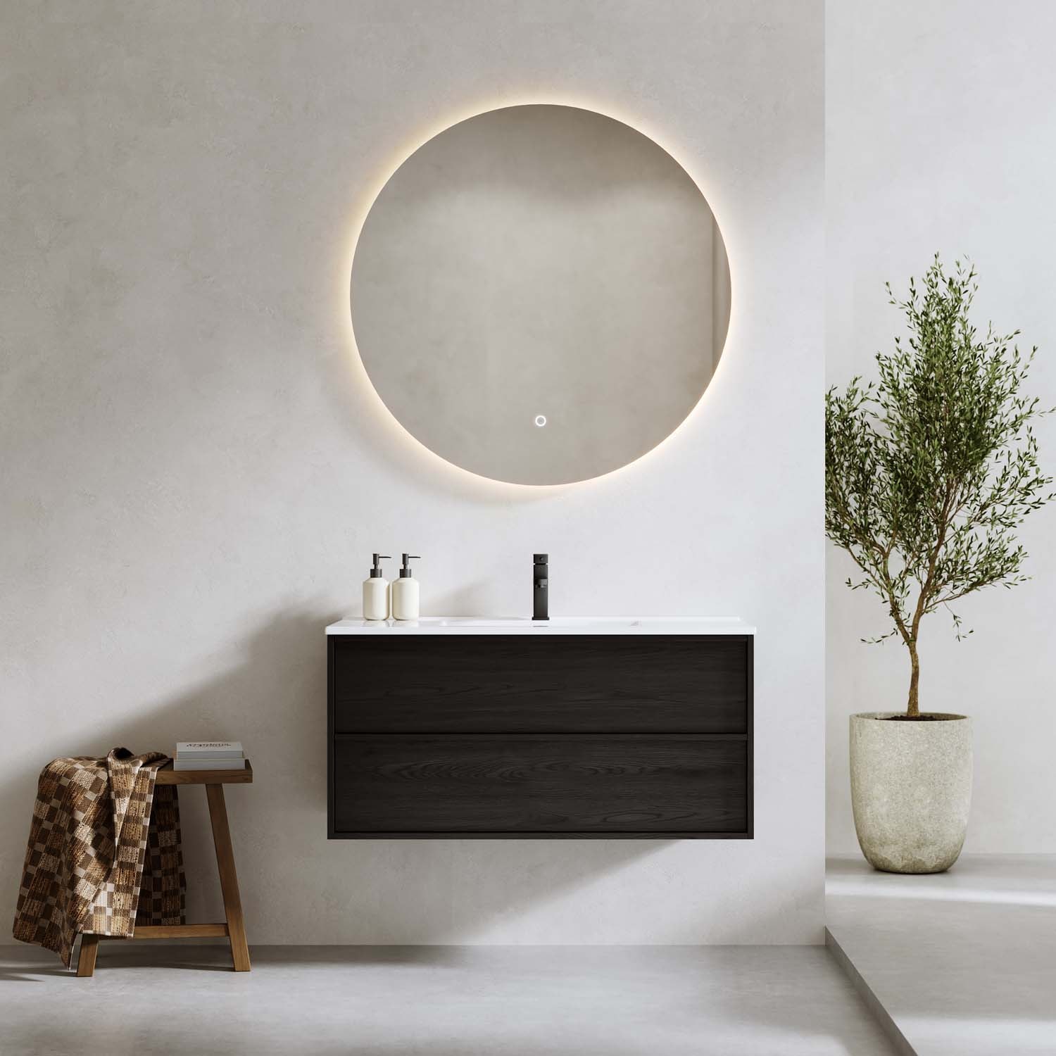 Bathlife Charm 1000 badmøbel i sort eg med vask