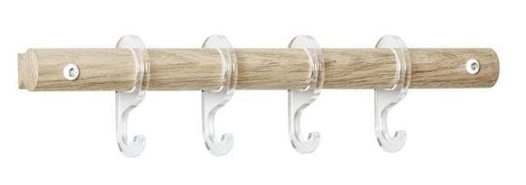 Neon Living Rainbow knagerække i klar akryl med 4 kroge