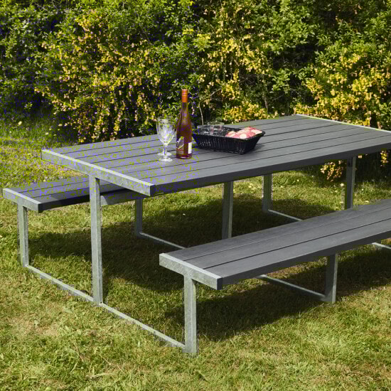 Hortus Njord bord-/bænkesæt nonwood antracit/galv. stel