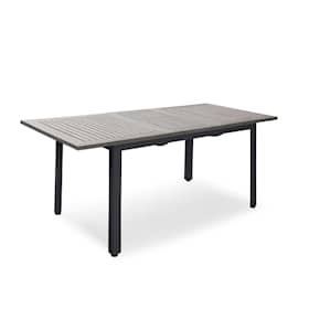 Hillerstorp Nydala havebord i sort aluminium og grå bordplade 90 x 150 / 200 cm