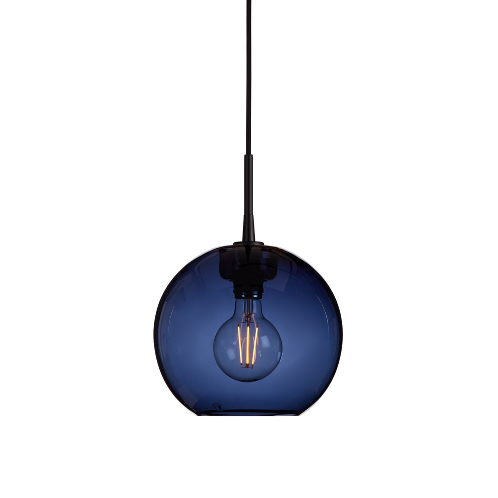 Belid Gloria pendel sort struktur/blåt glas E27 dæmpbar Ø26 cm
