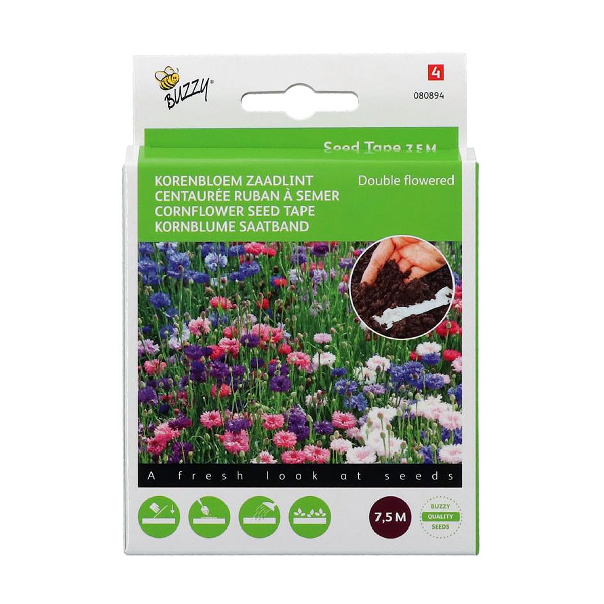 Buzzy kornblomst Double Flowered Mix såbånd