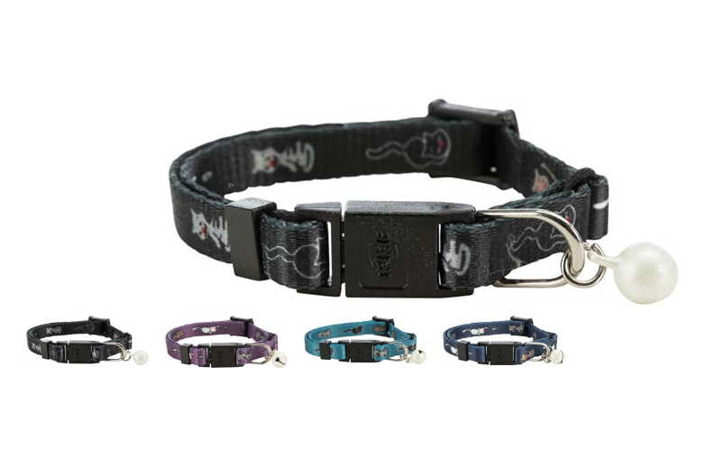 Juniorhalsbånd Kattemotiv, quick release, klokke