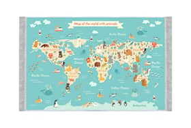 Daylife World Map tæppe i blå 100 x 150 cm