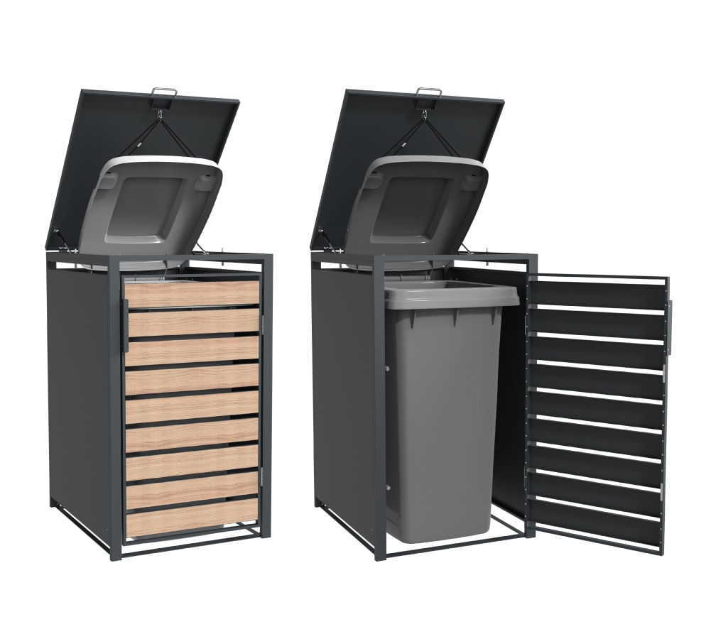 Westmann skraldeskjul i trælook/antracit 6 x 240L