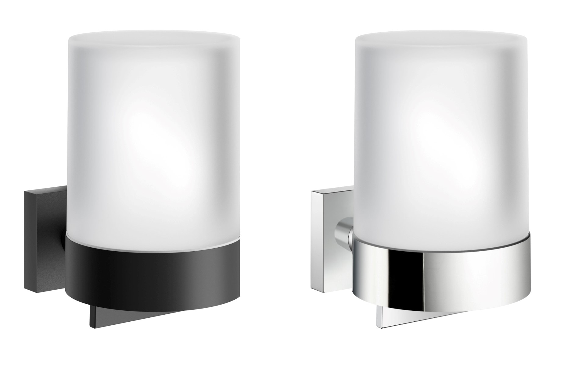 Smedbo House holder med sæbedispenser mat sort/mat glas til vægmontering H120 mm