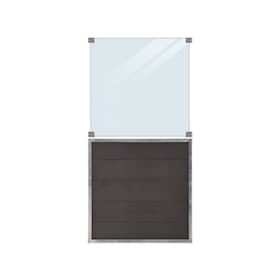 Plus Futura hegn i skifergrå komposit med klart glas 90 x 180 cm