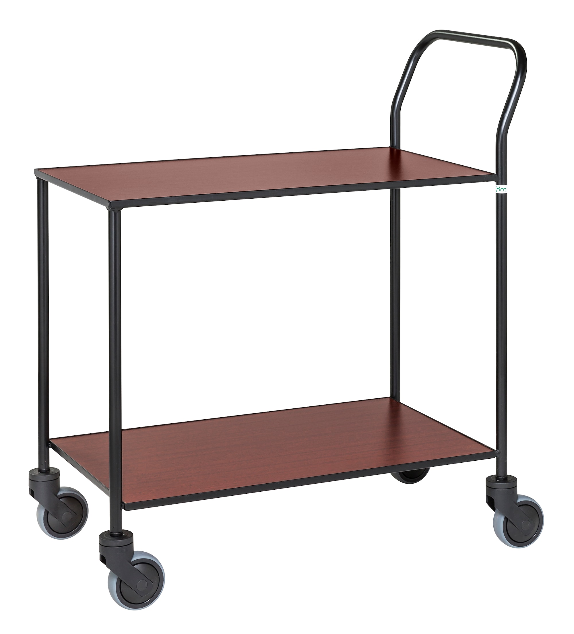 Kongamek sort/mahogni designvogn 2 hylder, fuldsvejset KM872-MA