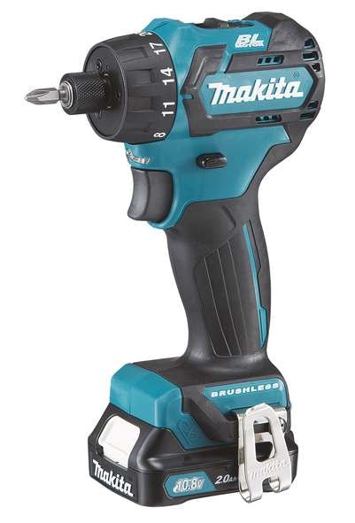 Makita bore- / skruemaskine DF032DSAJ 10,8V 2 x 2,0 Ah batteri og lader