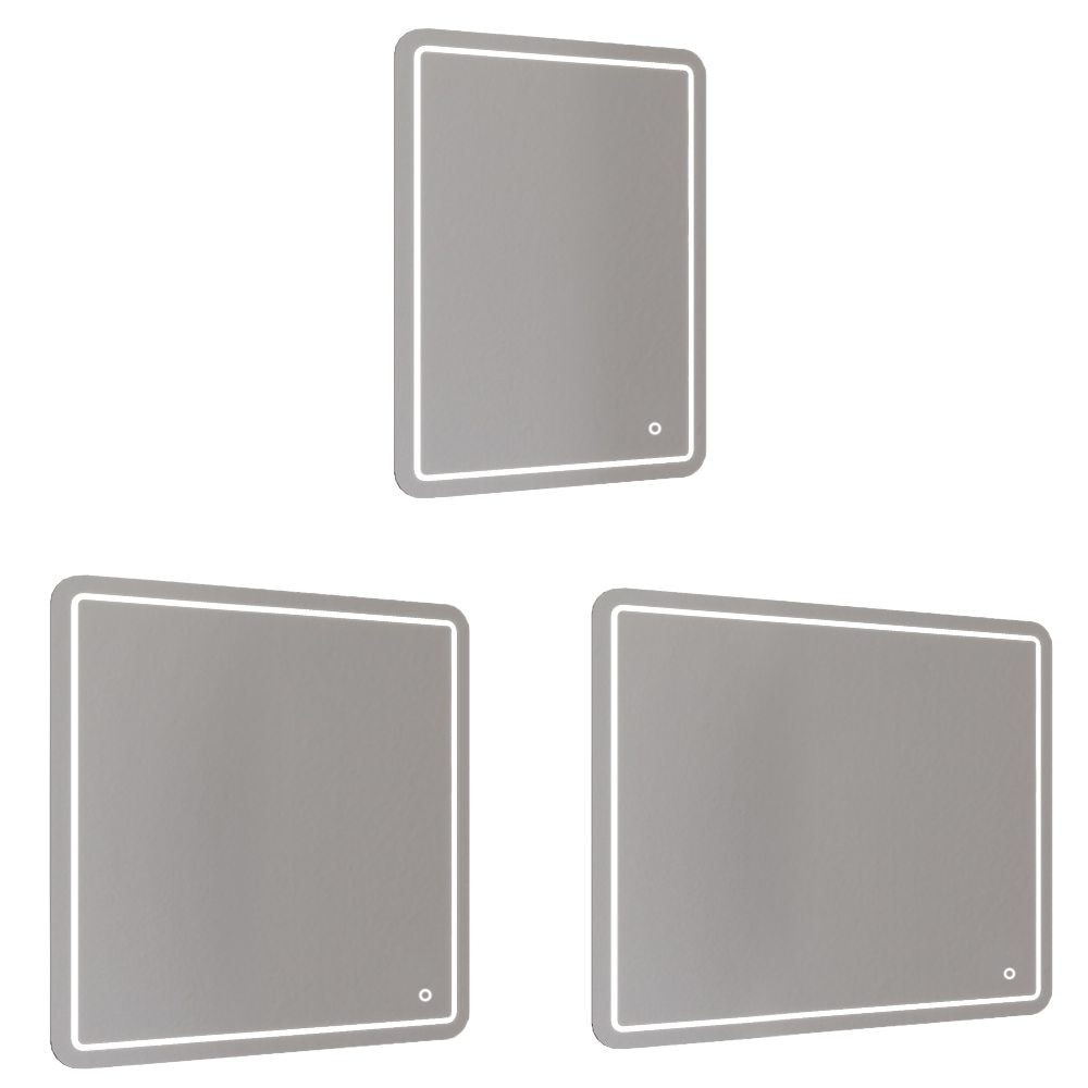 Allibert Kruz spejl med runde kanter, antidug, touch og LED lys 100 x 80 cm