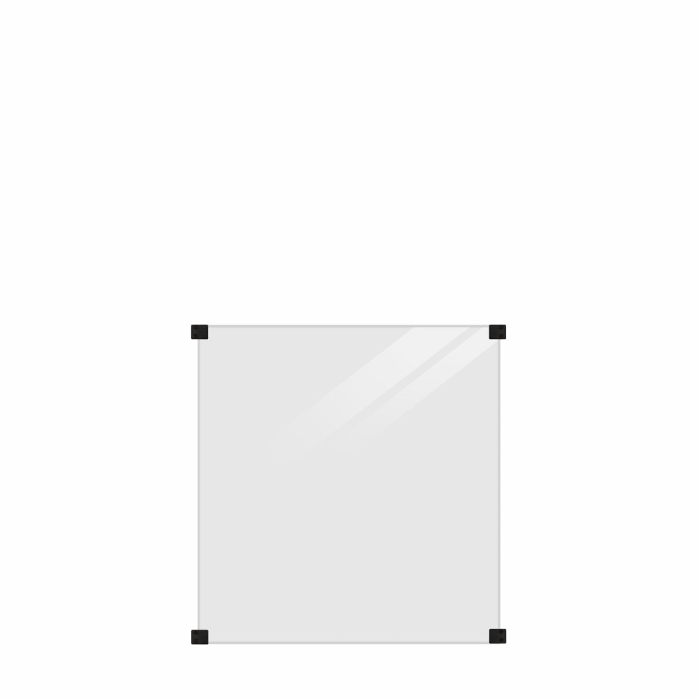 Plus glashegn i 6 mm hærdet glas gråsort inkl. 4 sorte beslag 90 x 91 cm