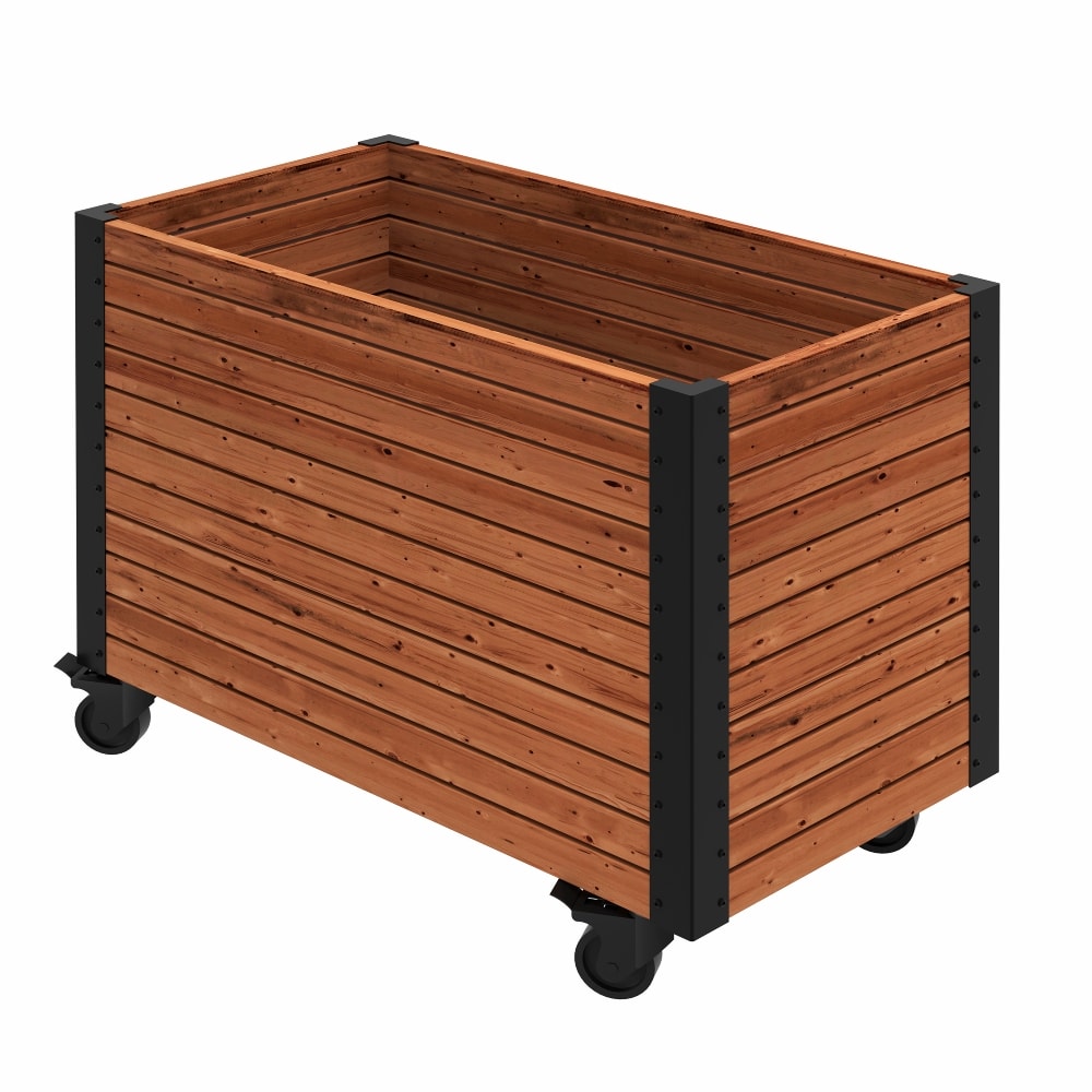 Plus Cubic Living blomsterkasse i ThermoWood/sort inkl. hjul 87 x 46 x 65,5 cm