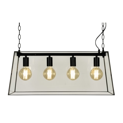 Aneta Lighting Diplomat pendel i sort metal og klar glas 72 x 30 cm