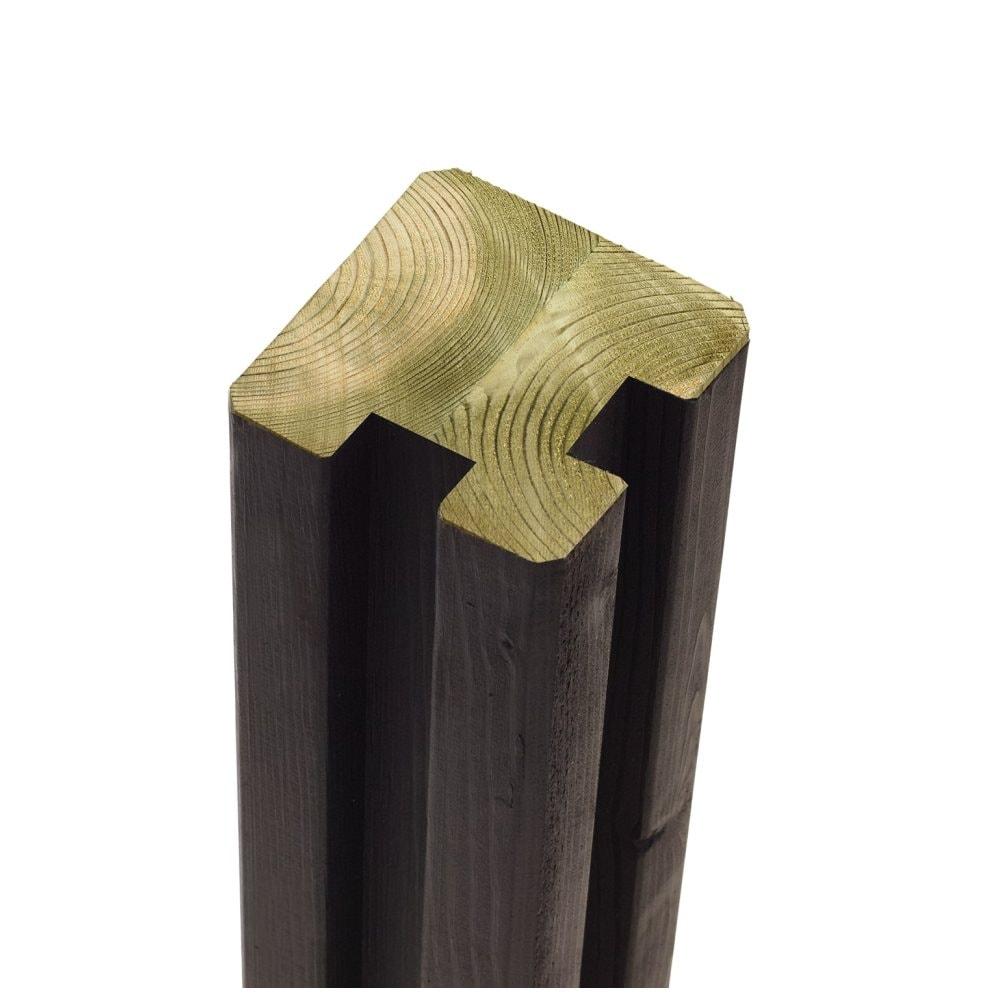 Plus omlimet hjørne profilstolpe med 2 spor grundmalet sort 9x9x188 cm 17741-15