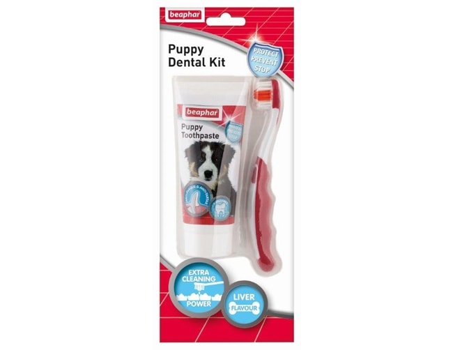 Beaphar Puppy Dental Kit starterpakke med tandbørste og tandpasta