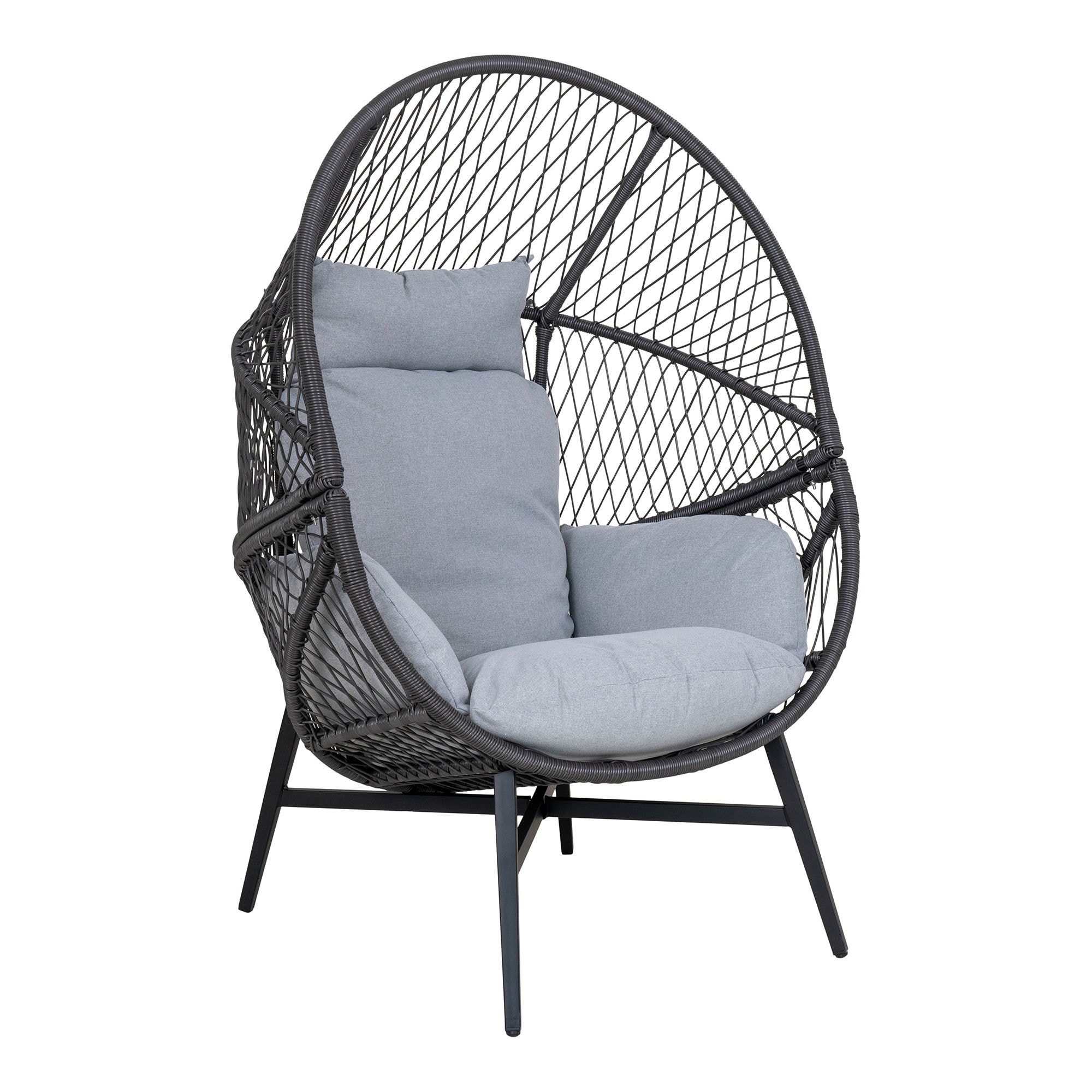 House Nordic Rosario loungestol i sort polyrattan inkl. hynder