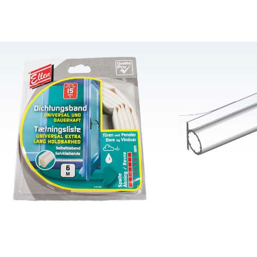 Tætningsliste hvid type K selvklæbende6 meter lang