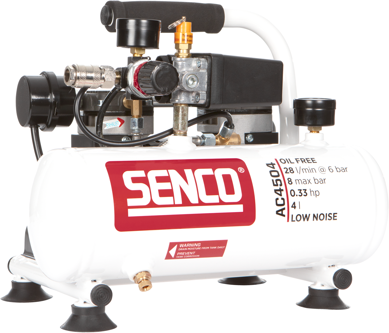 Senco Kompressor AC4504 8bar 4l oliefri, lydisoleret