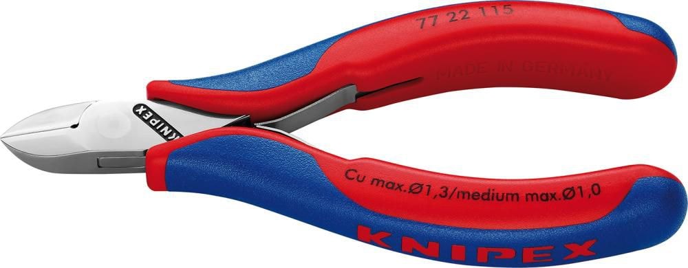 Knipex elektronik-skævbider med flerkomponent greb uden facet 115 mm