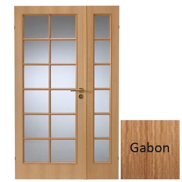 Swedoor Easy Nature SP12+SP6 40 mm gabon dør m. glas 82,5+39,8x200 cm (13x20,5)