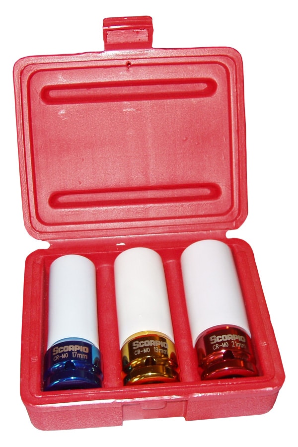 Scorpio Krafttoppesæt S-1203DK 1/2" 17-21 mm 6-kantede 3 dele, lange