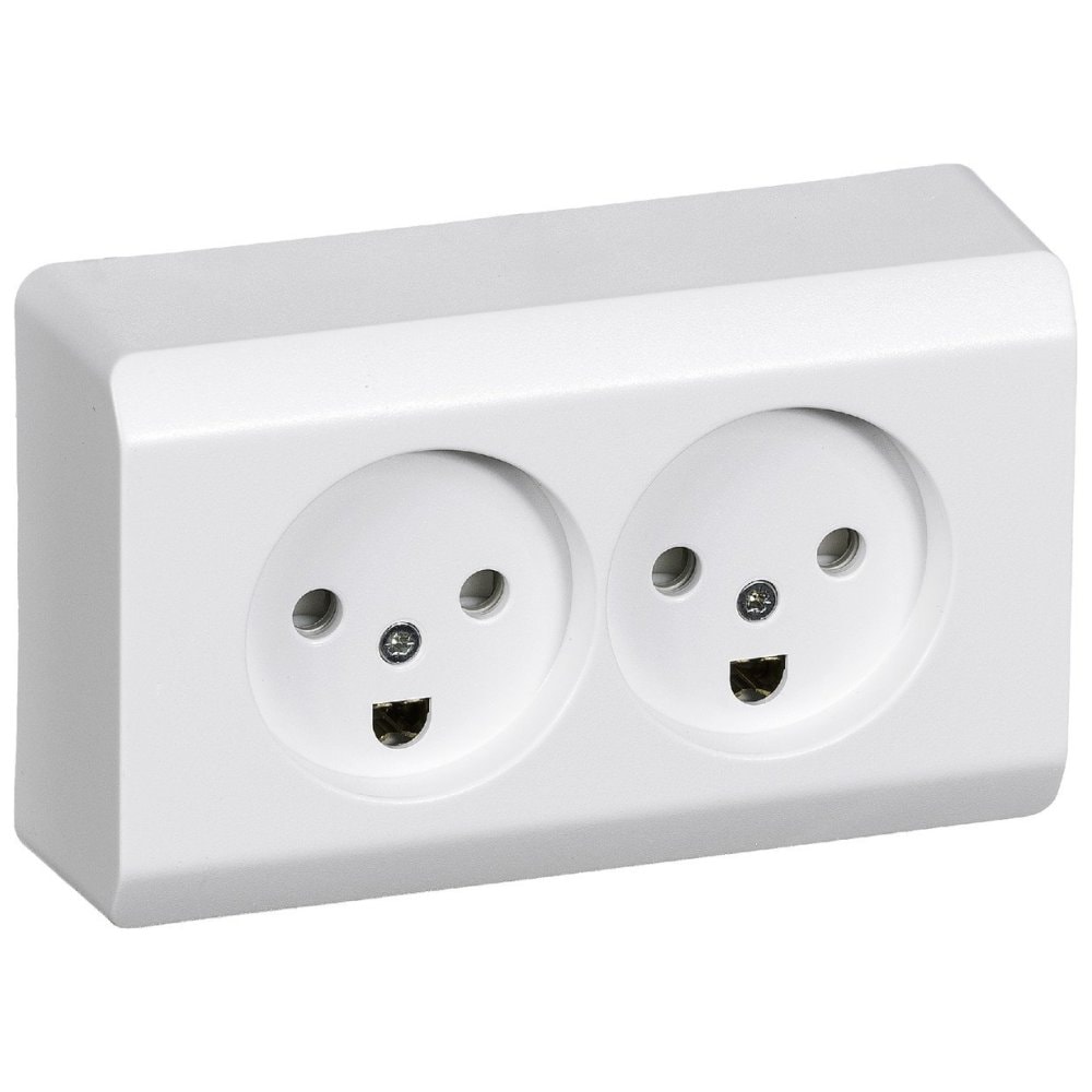 LK Opus 66 dobbelt stikkontakt hvid 2-pol med jord