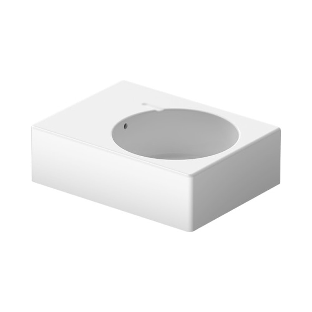 Duravit Scola vask med forlokket hanehul og vask i højre side 61,5 x 46 cm