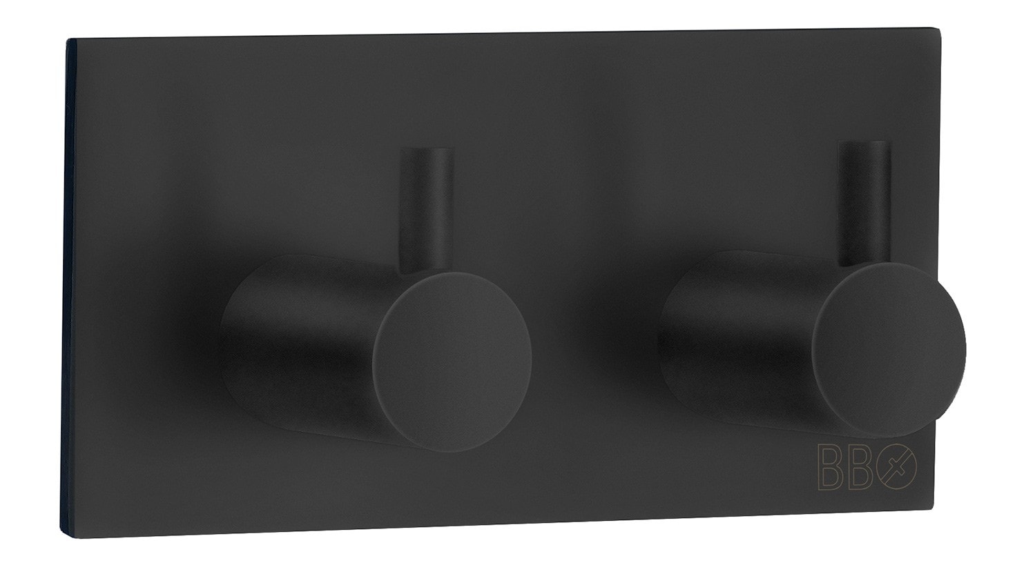 Beslagsboden krog i sort, dobbelt selvklæbende 90 x 45 mm