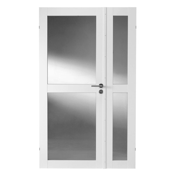 Swedoor Purity GW02L+GW02L 40 mm hvid fyld.dør m. glas 62,5+62,5x204cm (13x21)