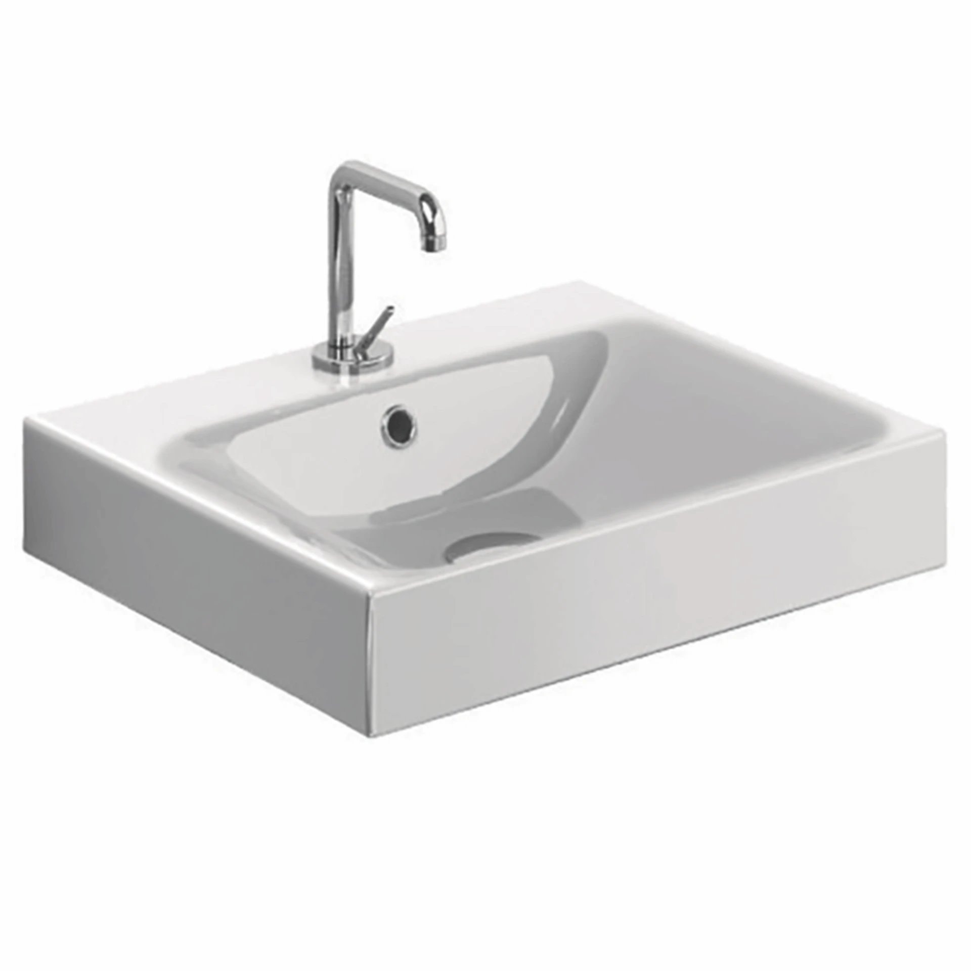 Lavabo Cento porcelænsvask i hvid med hanehul, til væg / bord