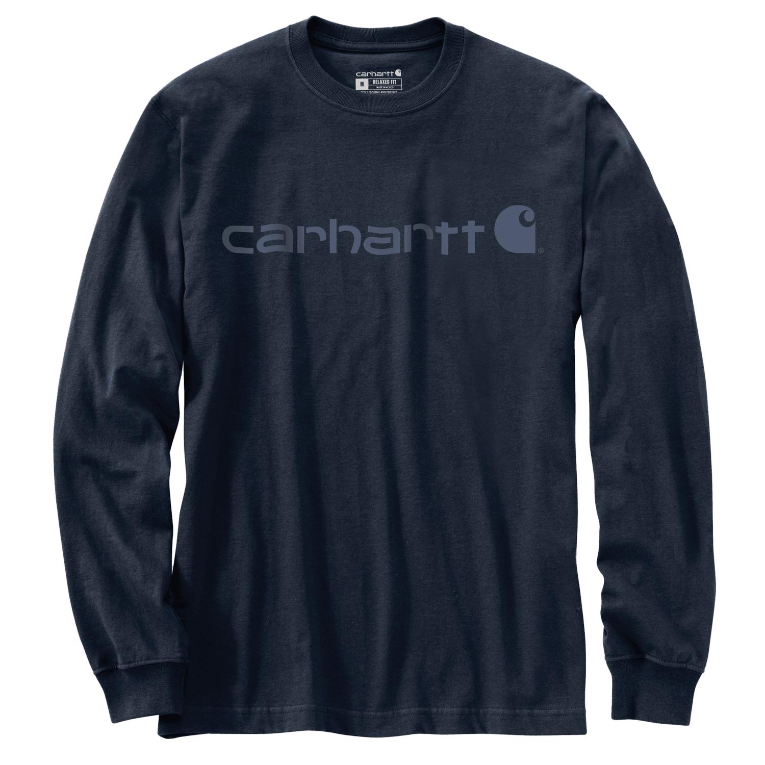 Carhartt Dearborn Relaxed LS Logo T-Shirt Men Navy/Dark Blue 2XL