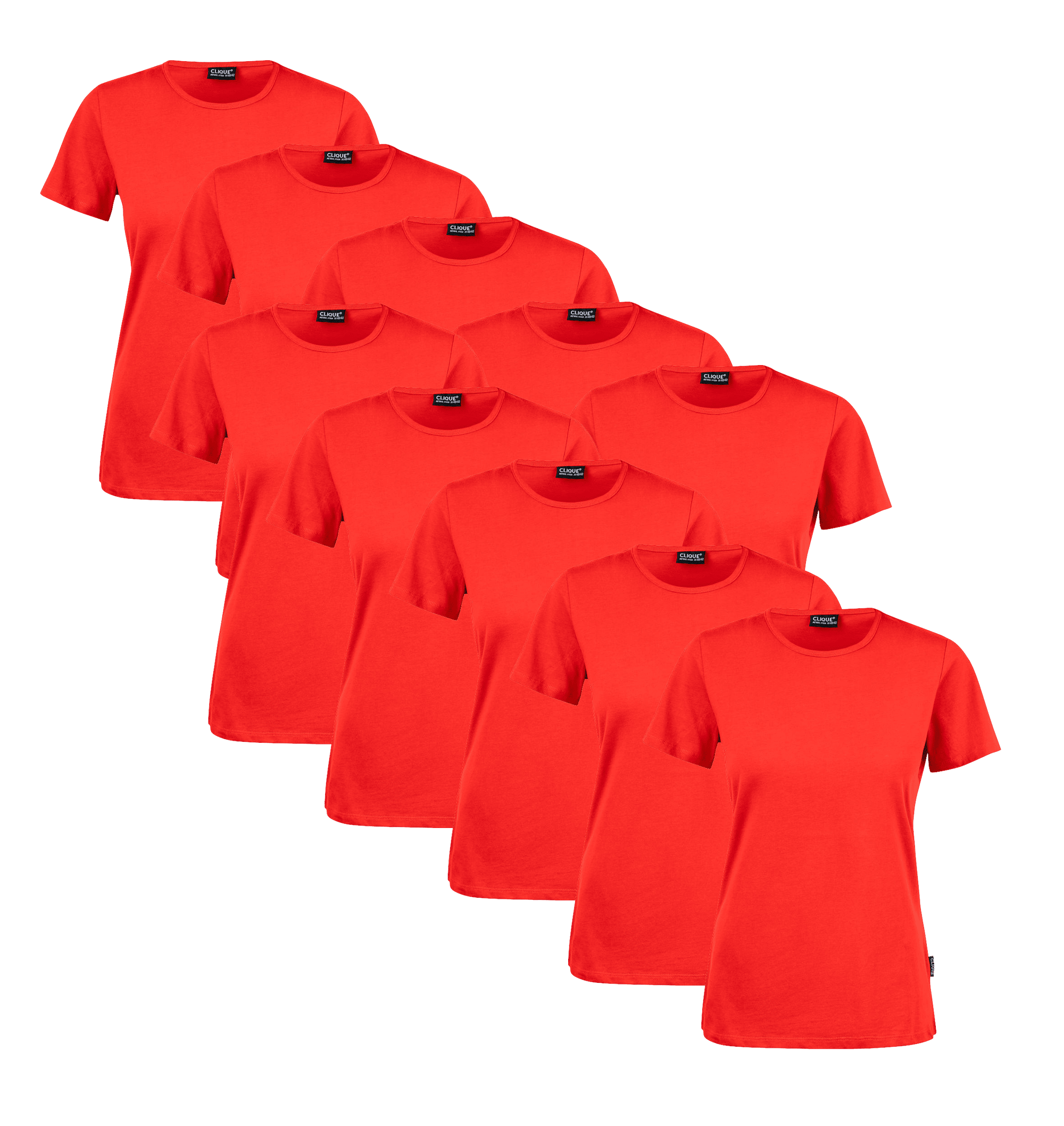 Clique T-shirt Dame 10-pak Rød
