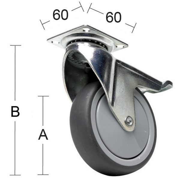 Habo Møbelhjul Drejelig m/bremse 125x150 mm stål