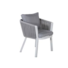 Venture Design Virya stol med armlæn hvid alu/grå reb med grå hynder