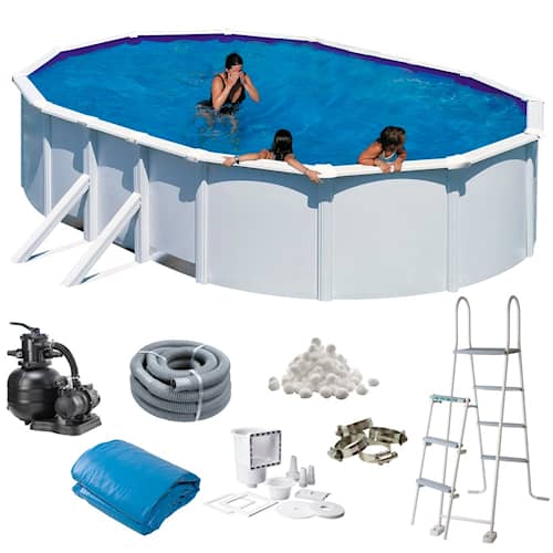 Swim & Fun Basic pool oval 730 x 375 x 120 cm i hvid 25.323 liter