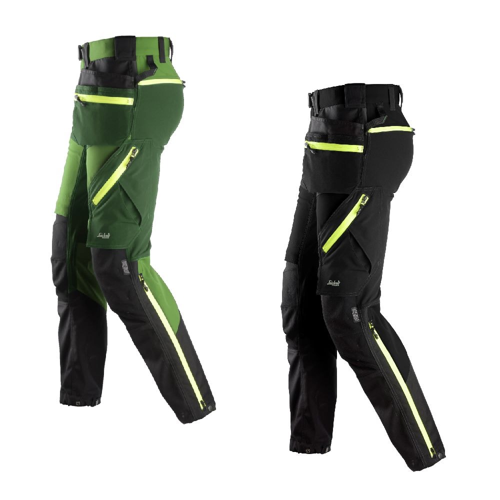 Snickers 6940 FlexiWork Softshell stretch buks+ sort/neongul str. 58