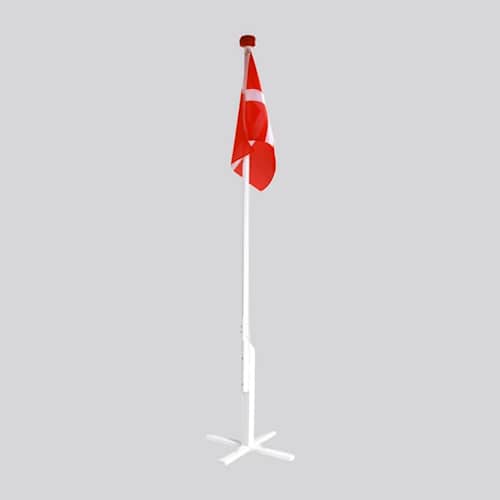 Dano Mast træflagstang hvid med fod og flag 1,8 m
