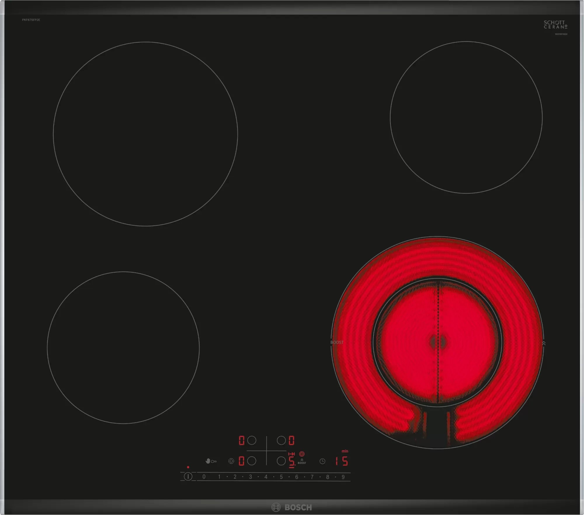 Bosch Serie 6 glaskeramisk kogeplade med ramme sort 60 cm PKF675FP2E