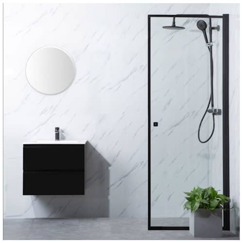 Bathlife Profil Rak brusedør klar/sort 70 x 200 cm