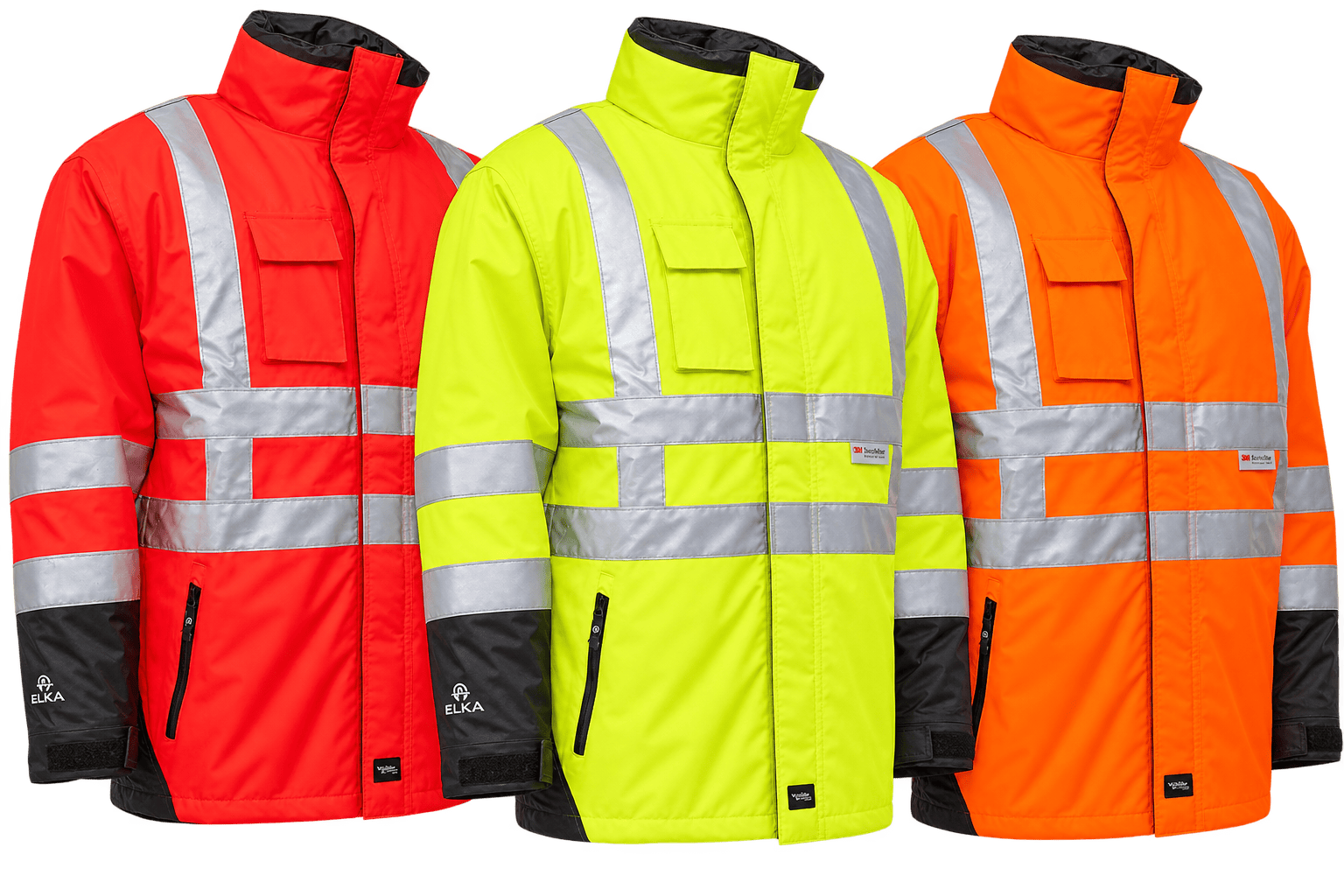 Elka Visible Xtreme 2-in-1 jakke - Fl. rød/sort - 5XL