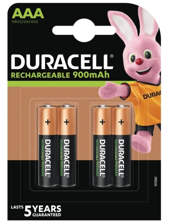 Duracell genopladelig ultra batterier AAA 900mAh. Pakke med 4 stk.