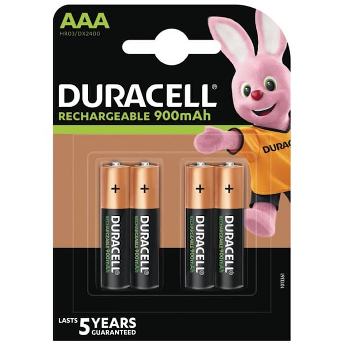 Duracell genopladelig ultra batterier AAA 900mAh. Pakke med 4 stk.