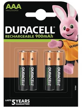 Duracell genopladelig ultra batterier AAA 900mAh. Pakke med 4 stk.