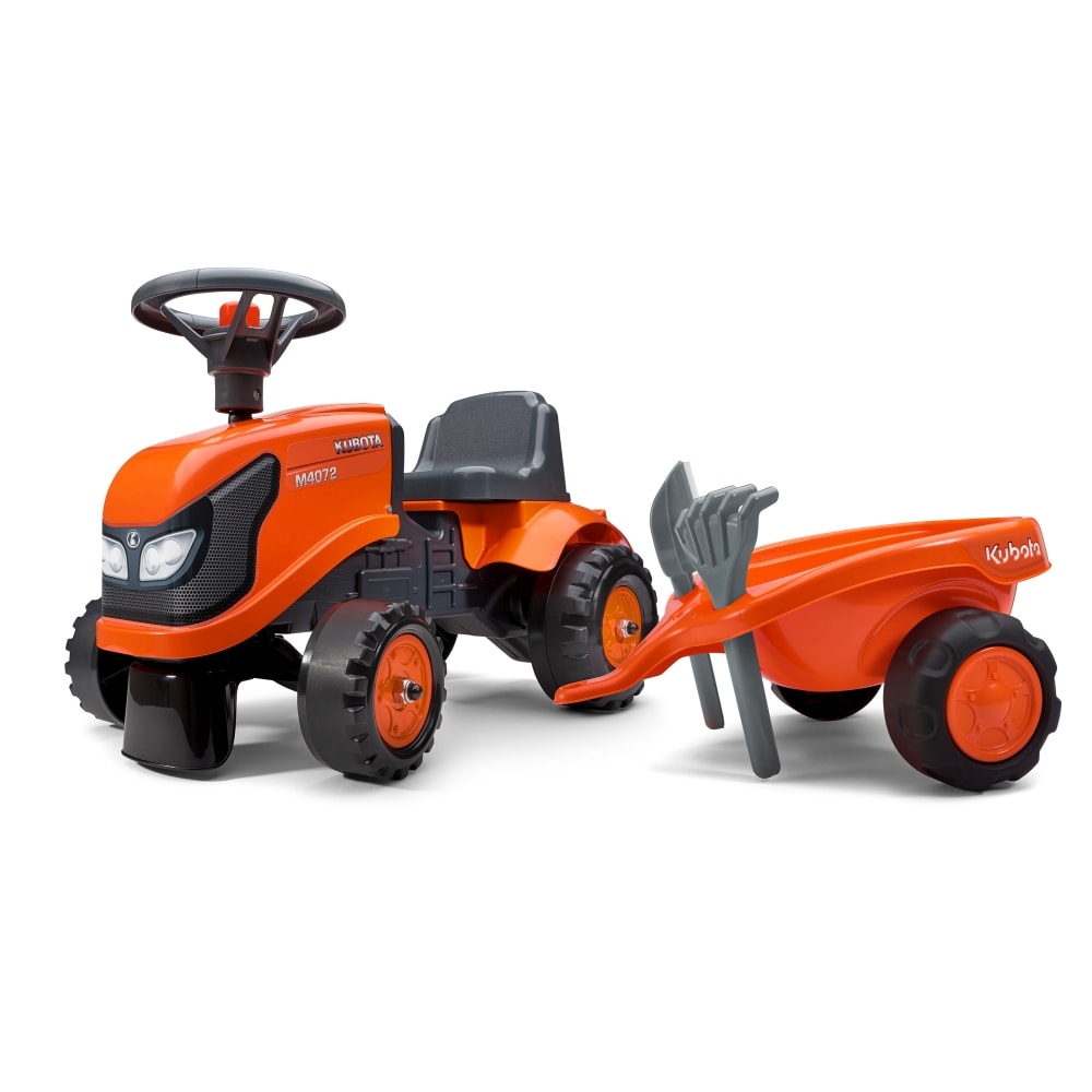 Falk Baby Kubota traktor med trailer, rive og skovl 1 - 3 år
