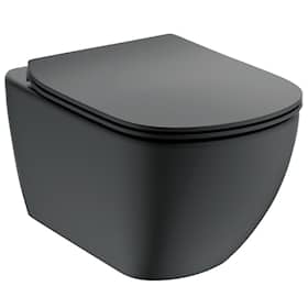 Ideal Standard Tesi Aquablade hængeskål silk black med toiletsæde 535 x 365 mm