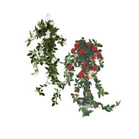 Silkeplanter kunstig hængende rose rød L50 cm