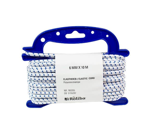 Roliba elastikreb hvid/blå nist UV 6 mm x 50 meter
