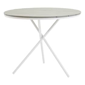 Venture Design Parma café bord i hvid alu og grå aintwood Ø 90 cm