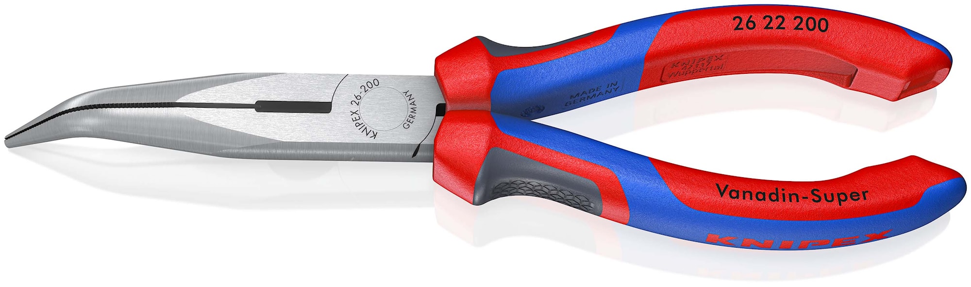 Knipex fladrundtang med skær (storkenæbstang), sort atramenteret 20 cm