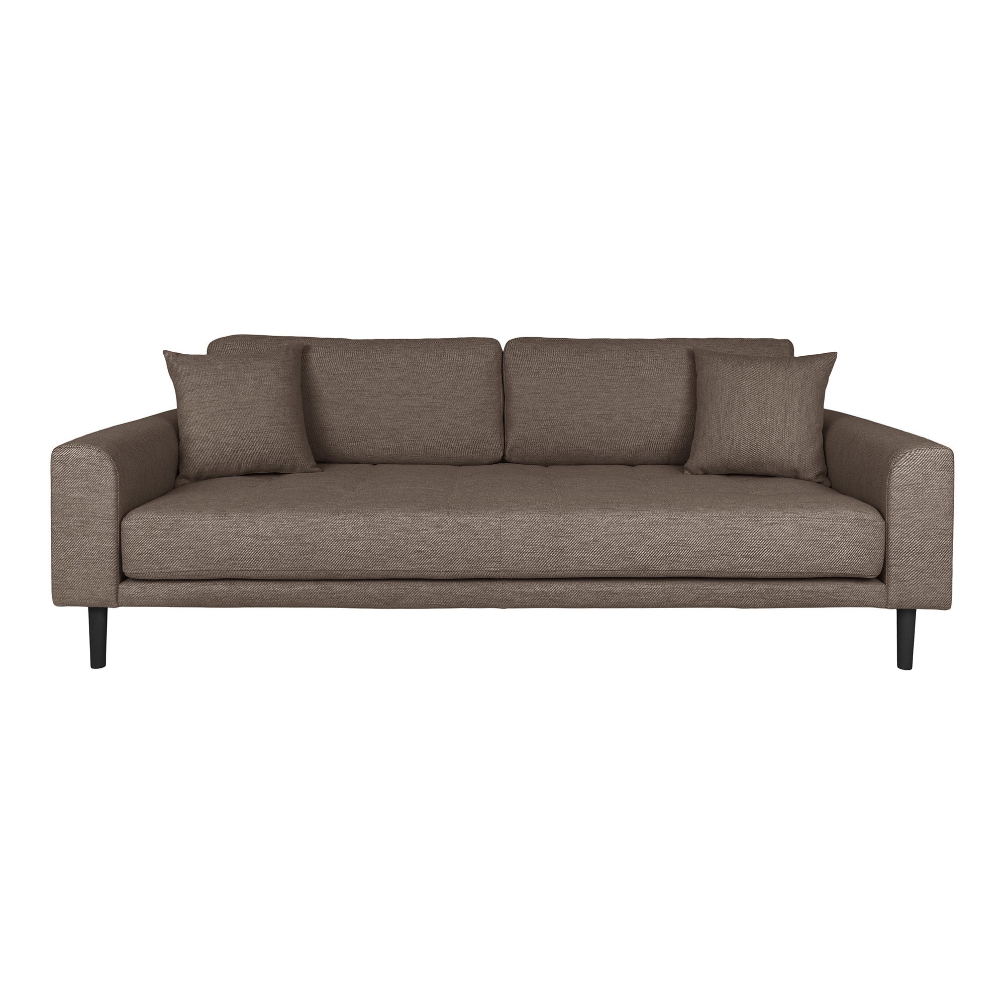 House Nordic Lido 3 personers sofa, brun med 2 puder og sorte træben HN1055
